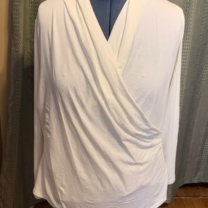 Shawl collared off white Lauren blouse